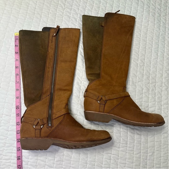 Teva De La Vina Dos Tall Bison Waterproof Leather Brown Over the Knee Boots SZ 9 - Picture 11 of 15